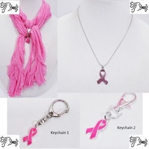 Breast Cancer Awareness Scarf Necklace Keychain